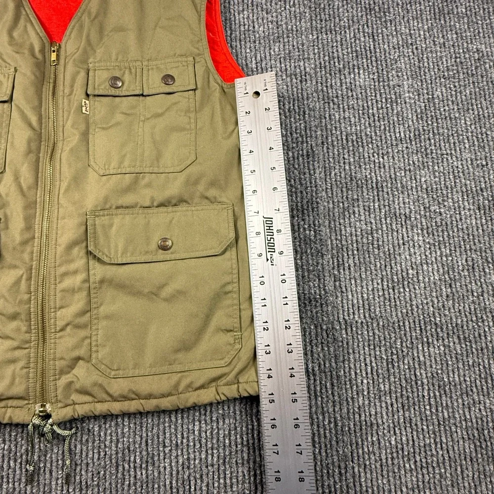 Vintage Levis Mens Size Small‎ Utility Vest Khaki Tan Red Lining Cargo Pockets